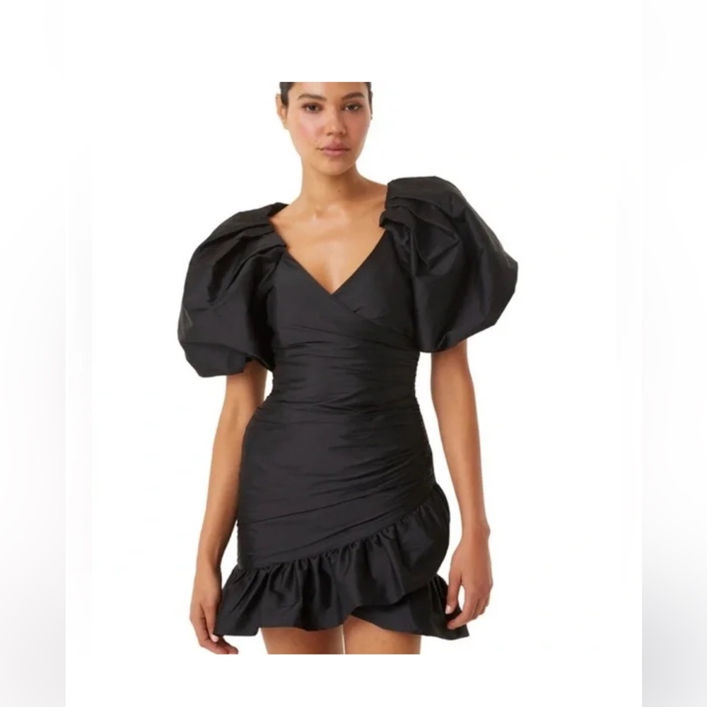 Black Puff Sleeve Mini Dress